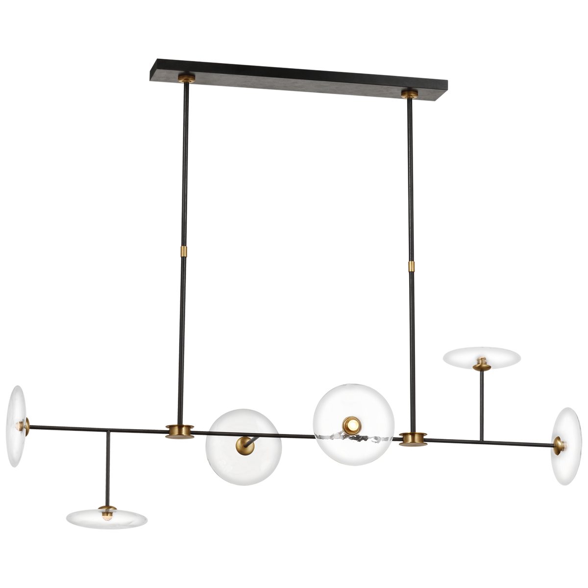 Calvino Plafondlamp – Aged Iron And Hand-Rubbed Antique Brass With Clear Glass
