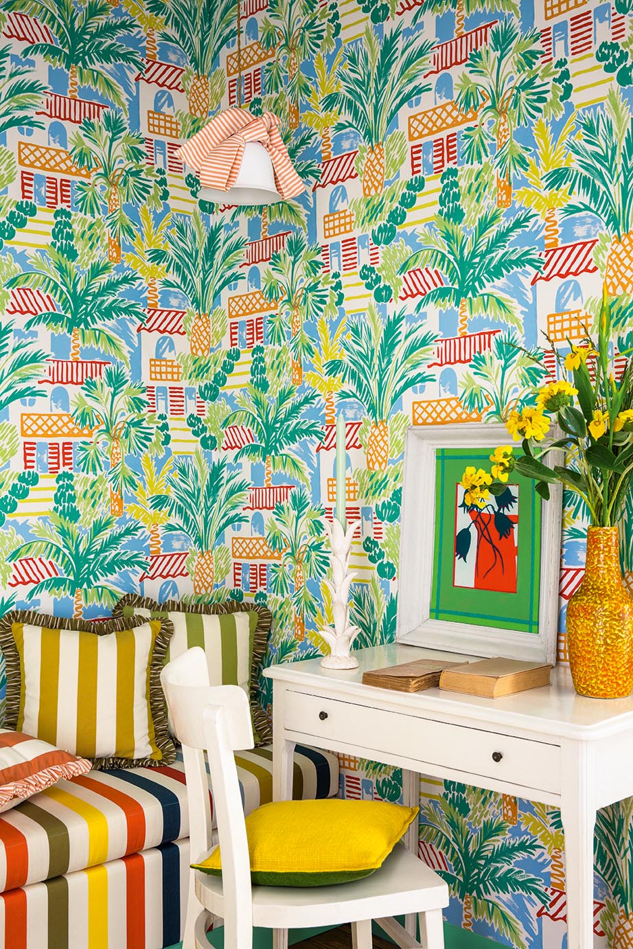 Saint Trop room setting — Pierre Frey wallpaper