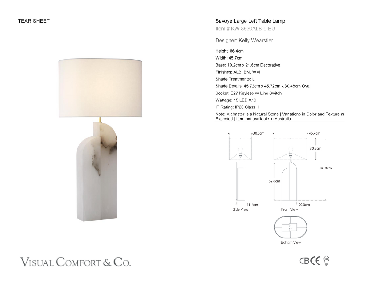 Savoye Large Left Tafellamp — Kelly Wearstler for Visual Comfort & Co. maatschets