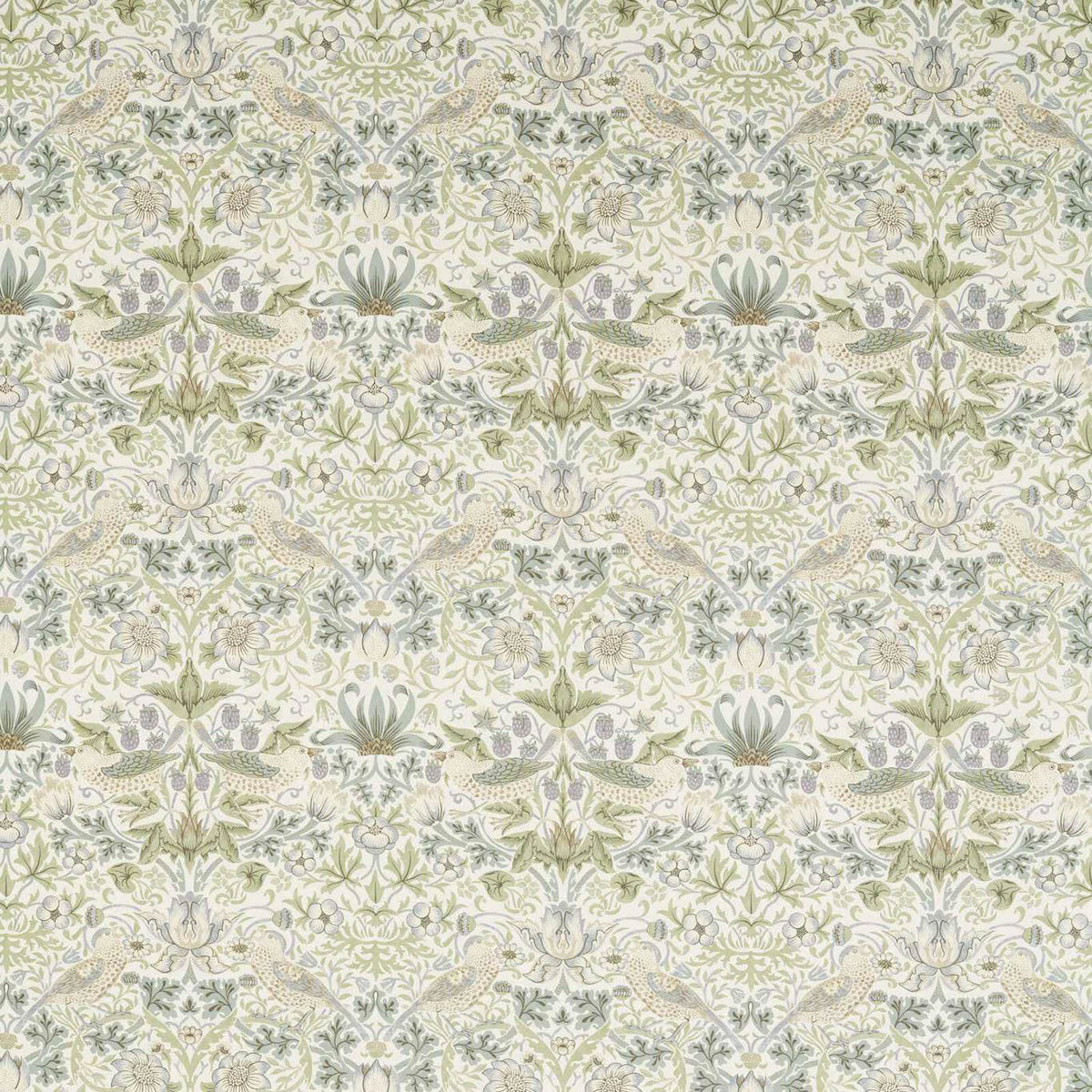 Strawberry Thief Wide Width Stofstaal — Morris & Co Lilac/Sage