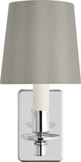 Tara Small Wandlamp — Schumacher for Visual Comfort & Co. — Polished Nickel with 5" Mist Silk Empire Shade