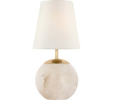 Terri 12" Cordless -pöytävalaisin — Thomas O'Brien for Visual Comfort & Co. — Alabaster with Linen Shade