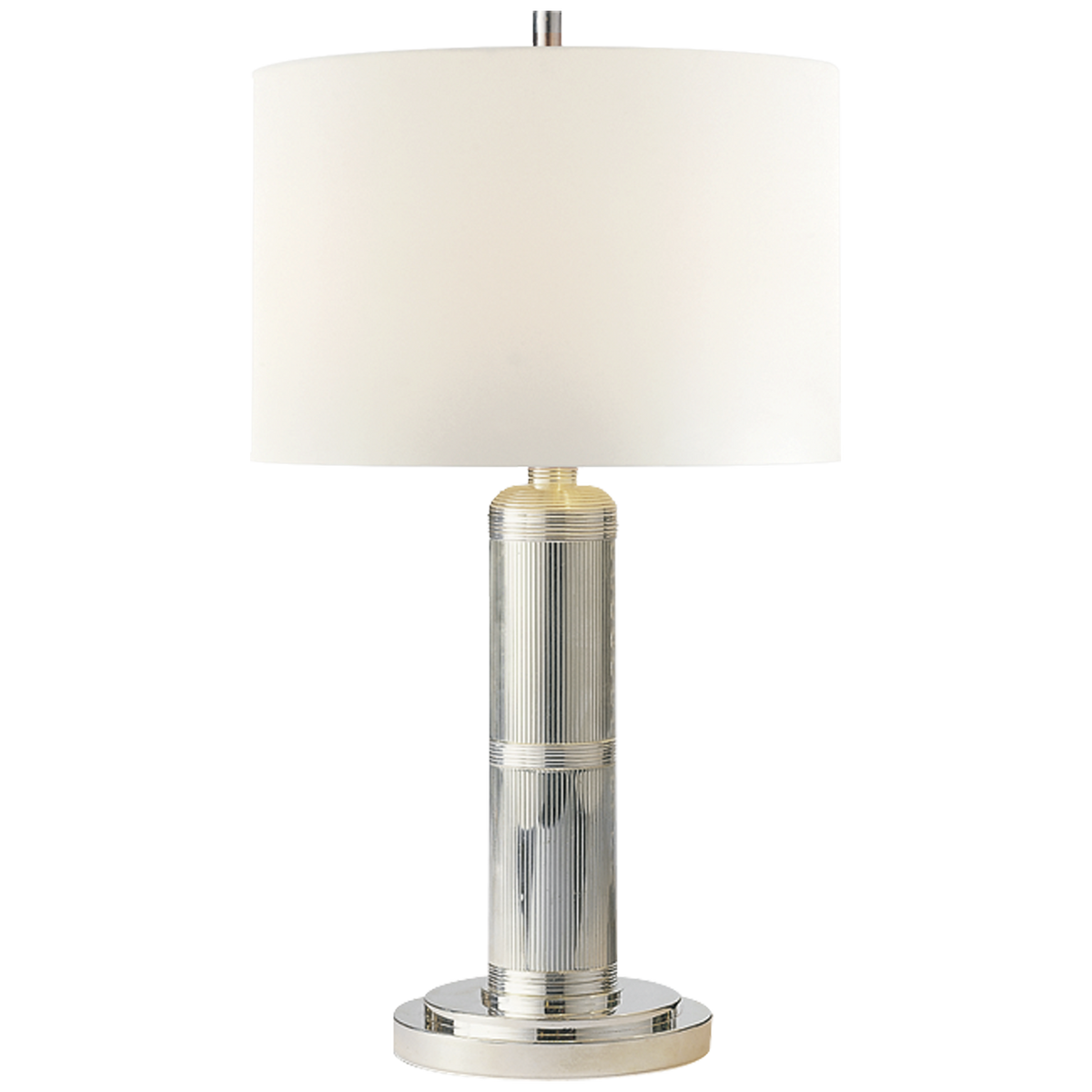 Longacre Bordslampa Liten – Polished Nickel With Linen Shade