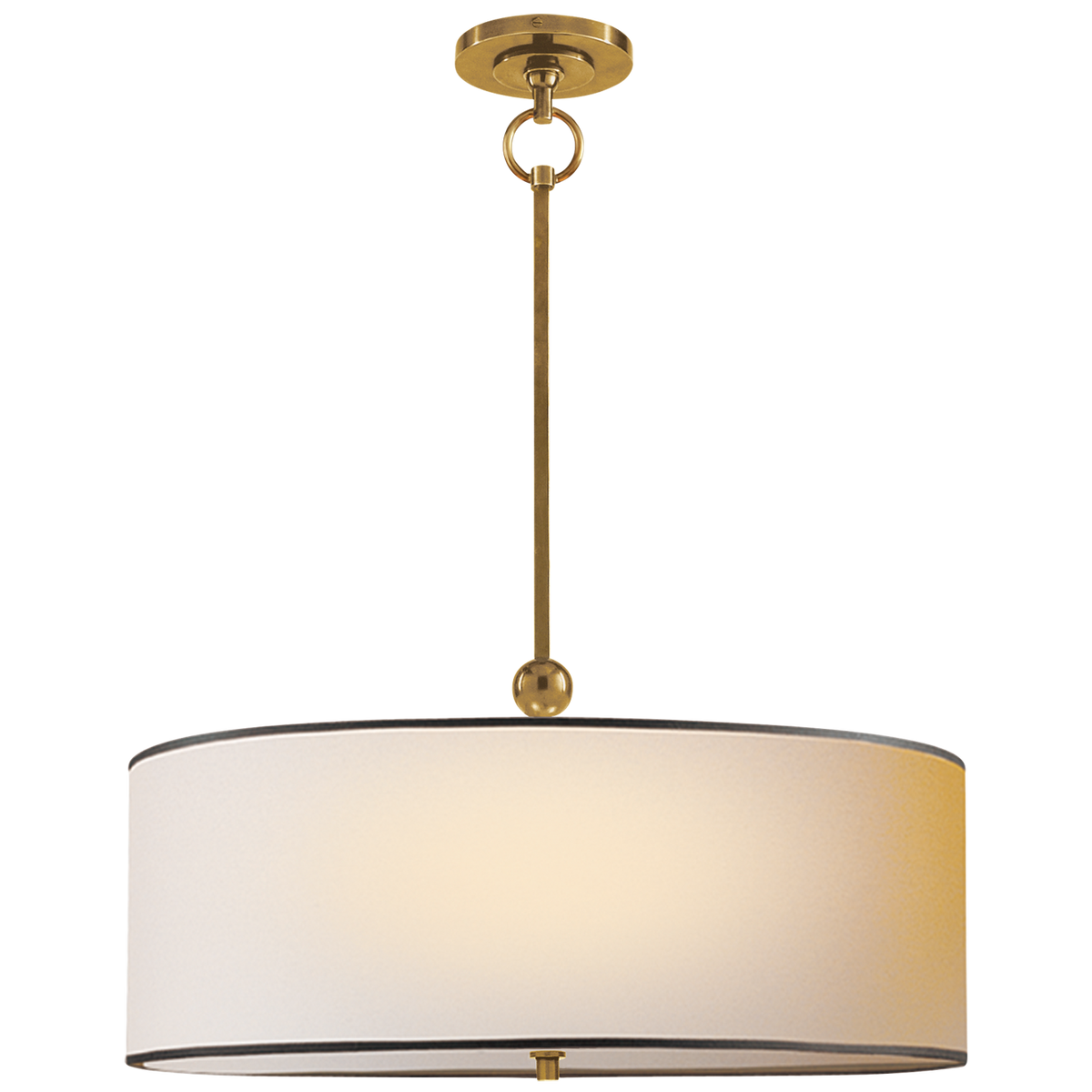 Reed Ceiling Light – Hand-Rubbed Antique Brass With Natural Paper Shade With Black Tape