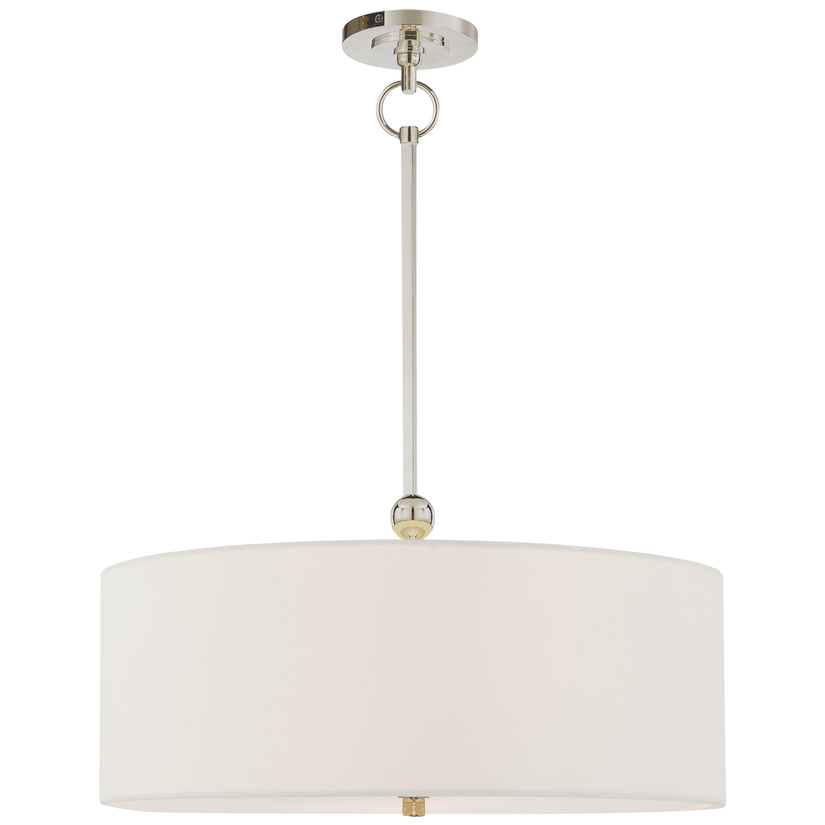 Reed Ceiling Light – Polished Nickel With Linen Shade