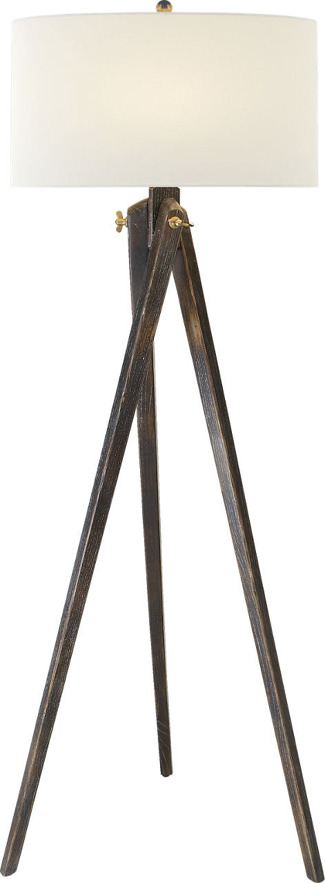 Tripod Vloerlamp — Chapman & Myers for Visual Comfort & Co. — Tudor Brown with Linen Shade