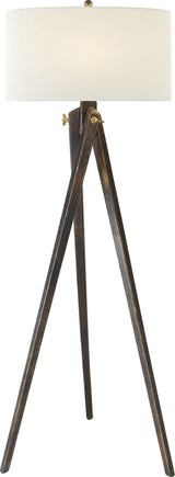 Tripod Vloerlamp — Chapman & Myers for Visual Comfort & Co. — Tudor Brown with Linen Shade
