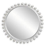 Cyra Round Wood Mirror in Aged Ivory