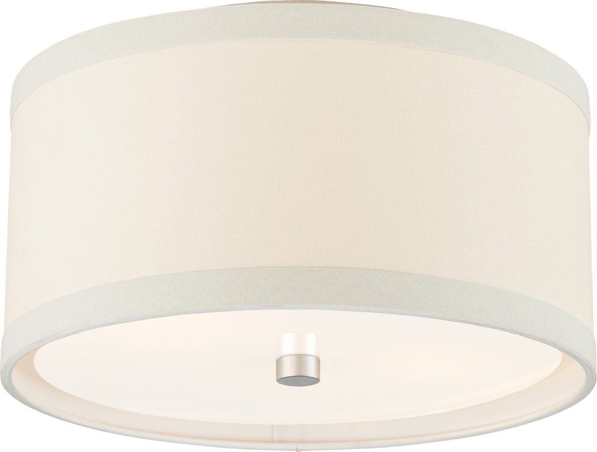 Walker Plafondlamp Small — Visual Comfort for Visual Comfort & Co. — Burnished Silver Leaf with Cream Linen Shade