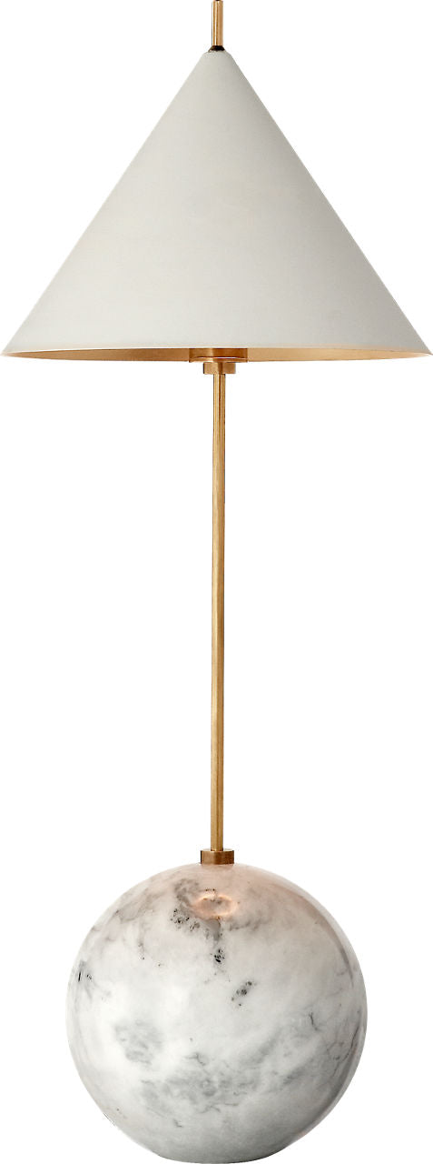 Cleo Orb Base Tafellamp — Kelly Wearstler for Visual Comfort & Co. — Antique-Burnished Brass with Antique White Shade