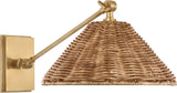 Wimberley Single Library Wandlamp — Marie Flanigan for Visual Comfort & Co. — Soft Brass with Natural Wicker Shade