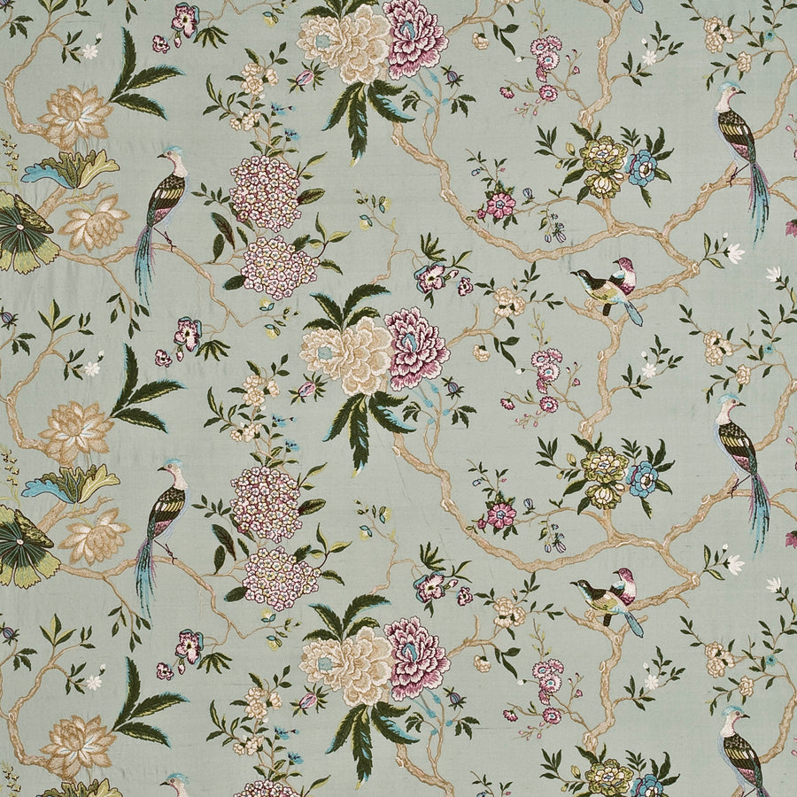Oriental Bird Embroidery Silk Stof — G P & J Baker