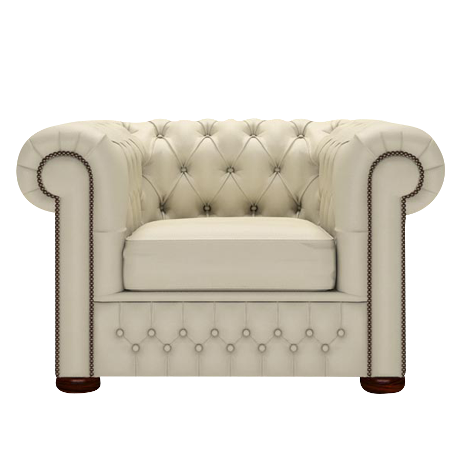 Classic Chesterfield Armchair Birch Ivory