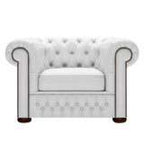 Classic Chesterfield Armchair Birch White