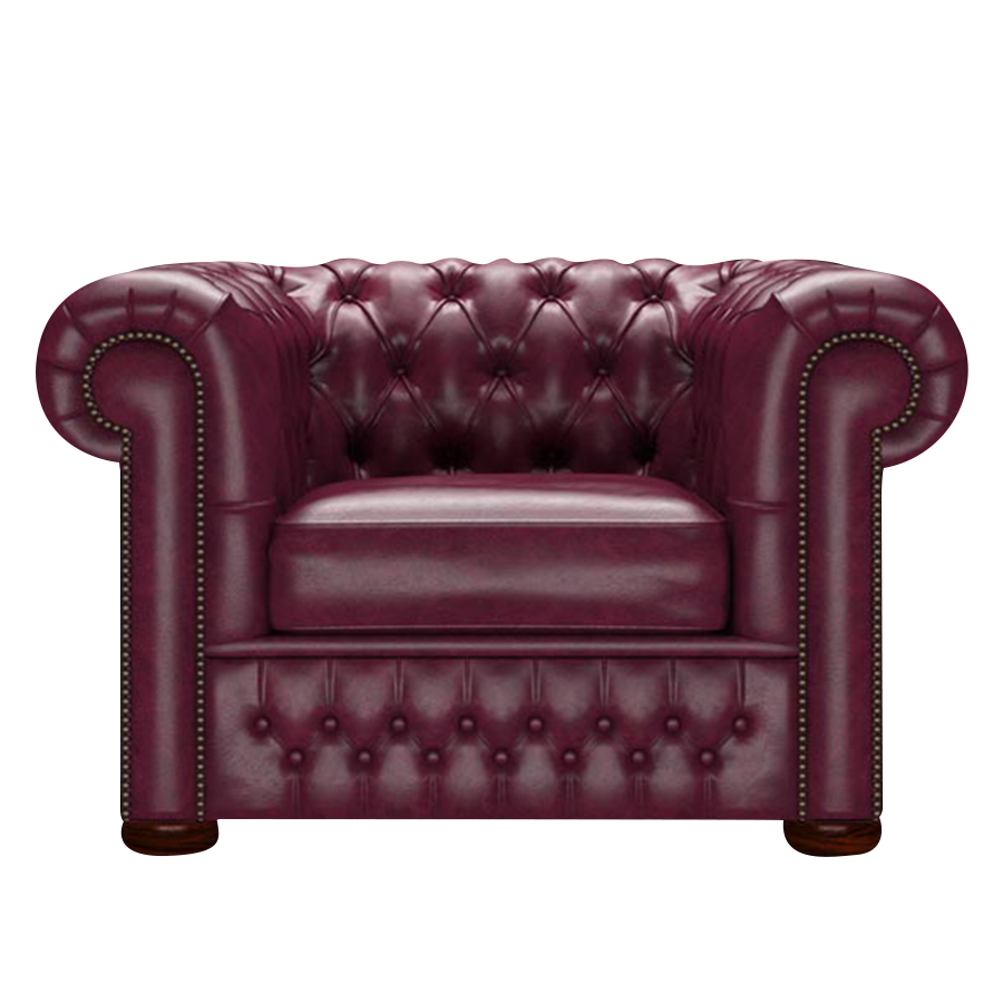 Classic Chesterfield Armchair Old English Burgundy