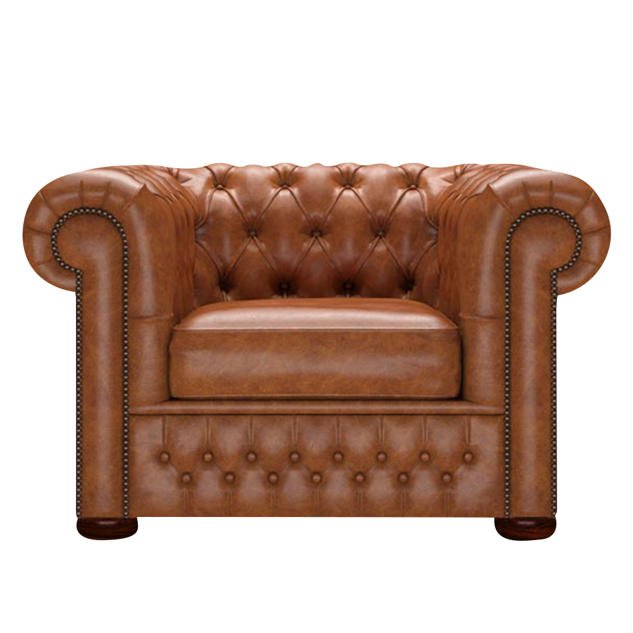Classic Chesterfield Armchair Old English Saddle