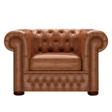 Classic Chesterfield Armchair Old English Saddle
