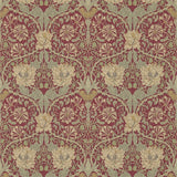 Morris and Co Tapete Honeysuckle & Tulip Red Gold