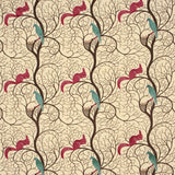 Sanderson Fabric Squirrel and Dove Teal Red