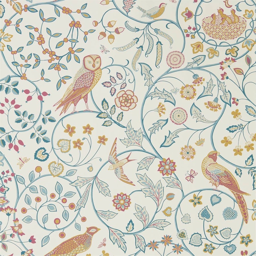 Morris and Co Tapete Newill Indigo Saffron
