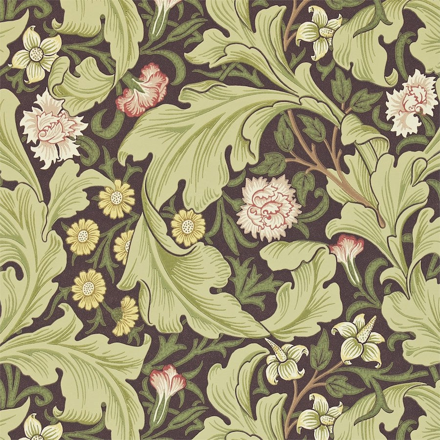 Morris and Co Tapete Leicester Chocolate Olive