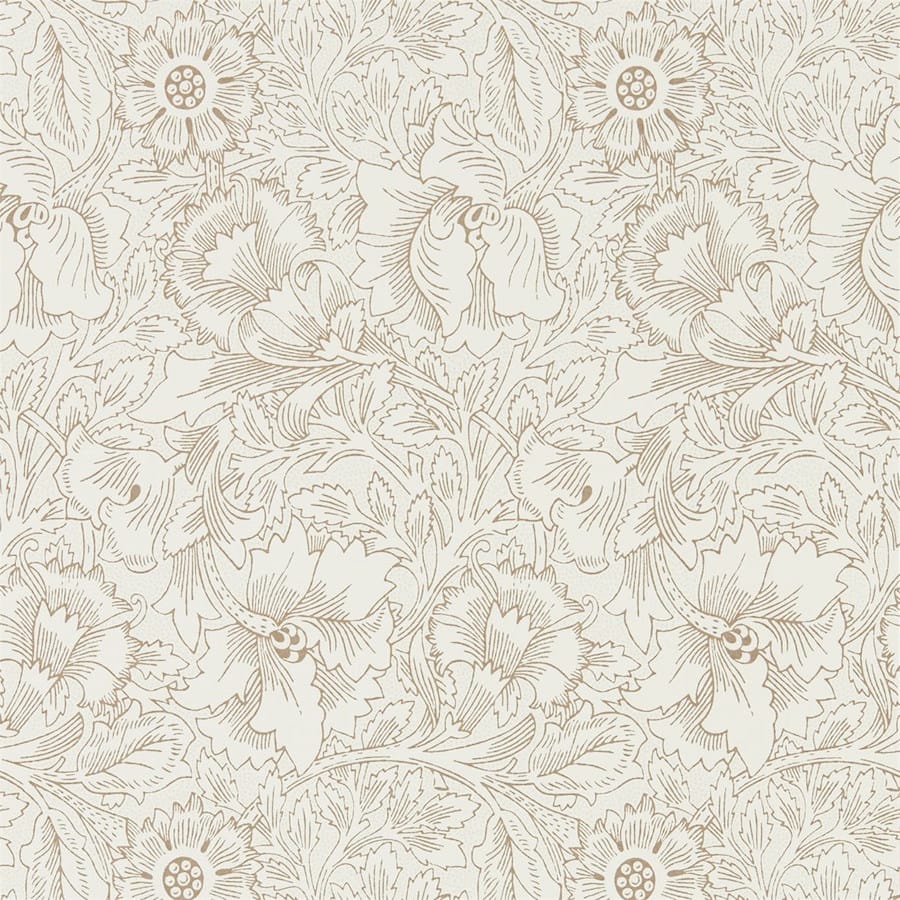 Morris and Co Wallpaper Pure Poppy Cream Gold