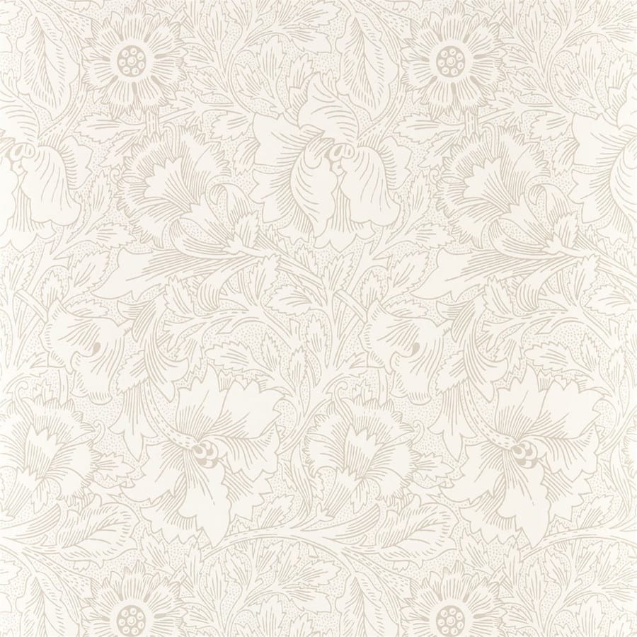 Morris and Co Wallpaper Pure Poppy Ecru Stone