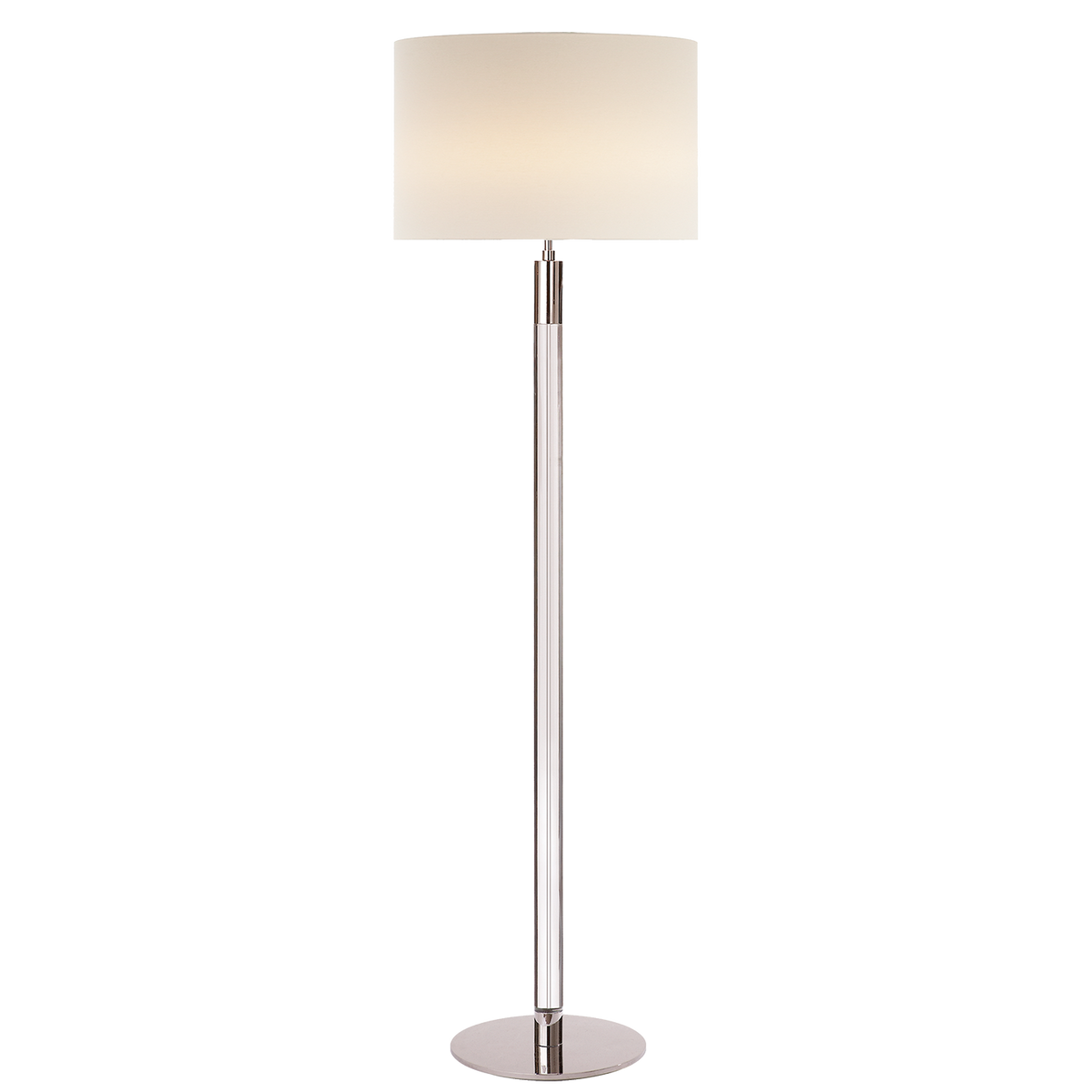 Riga Floor Lamp in Clear Glass and Polished Nickel with Linen Shade