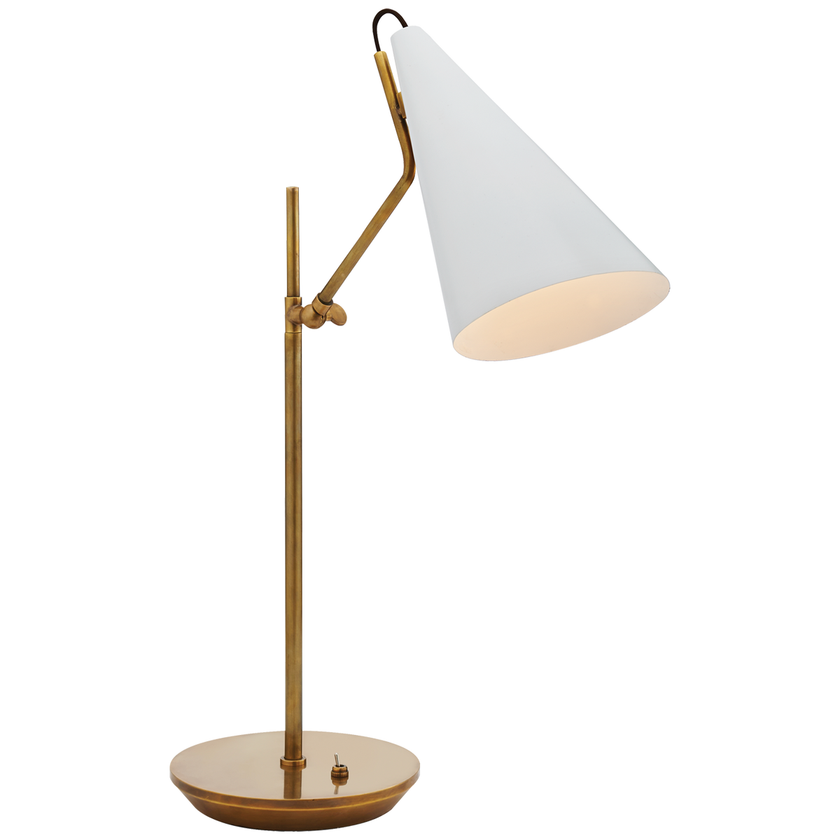 Clemente Table Lamp in Hand-Rubbed Antique Brass with White