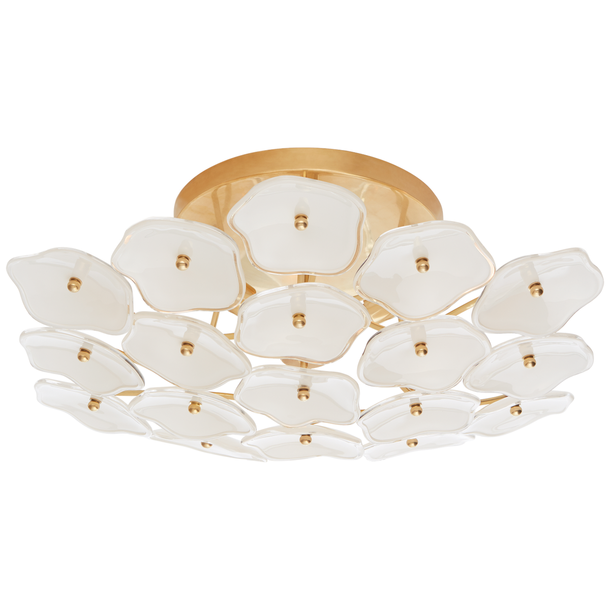 Leighton Medium Flush Mount in Soft Brass with Cream Tinted Glass