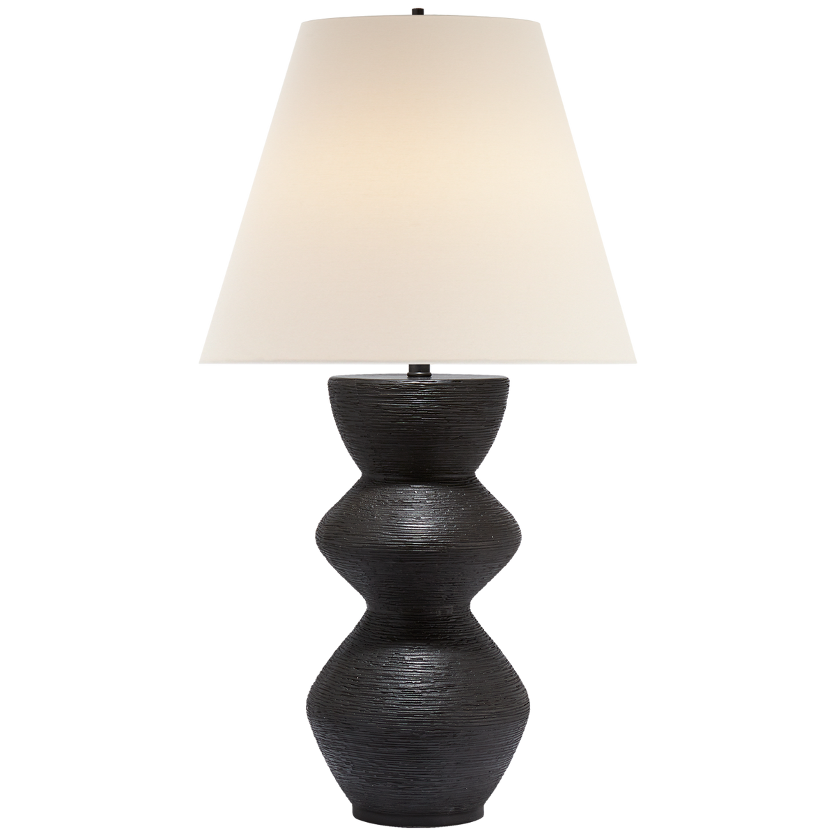 Utopia Table Lamp in Aged Iron with Linen Shade