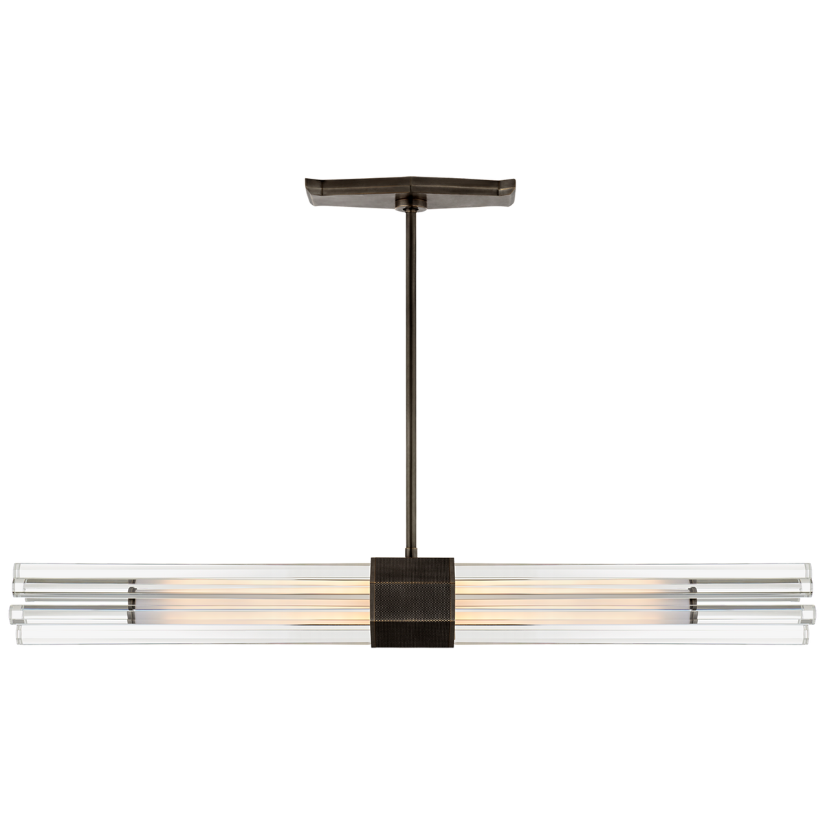 Fascio Medium Linear Chandelier in Bronze with Crystal
