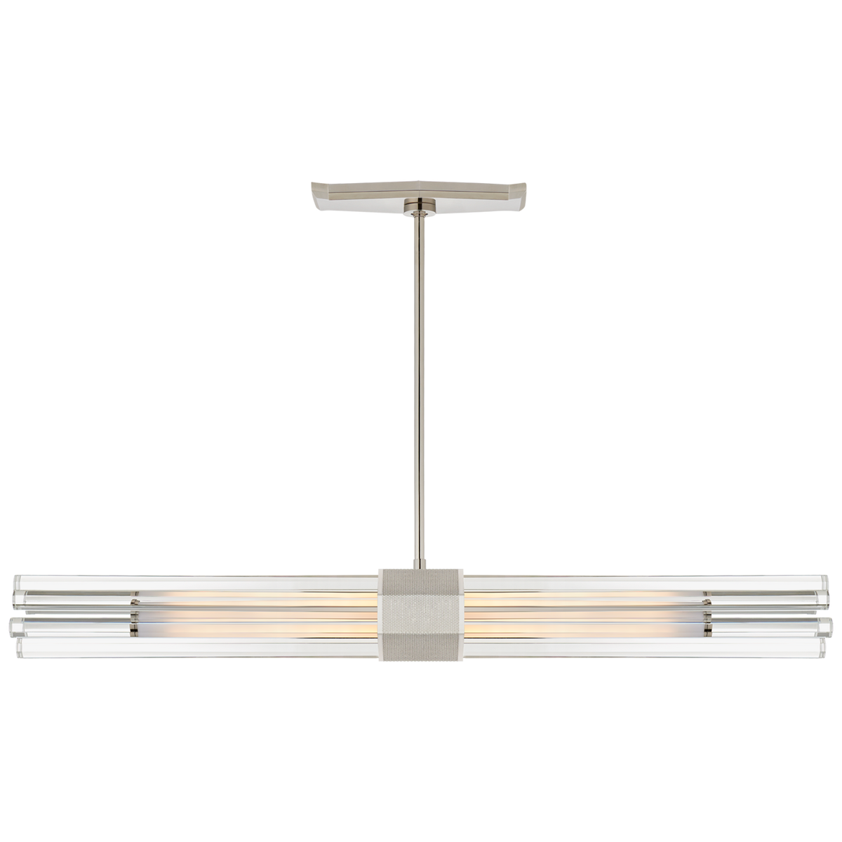Fascio Medium Linear Chandelier in Polished Nickel with Crystal