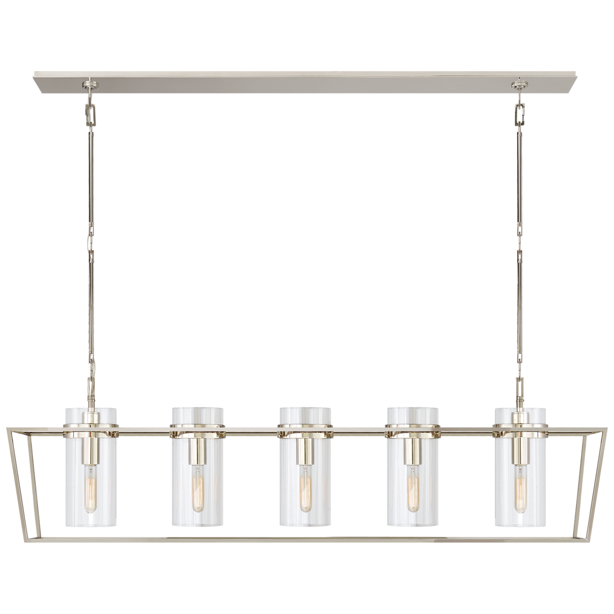 Presidio Large Linear Lantern in Polished Nickel with Clear Glass