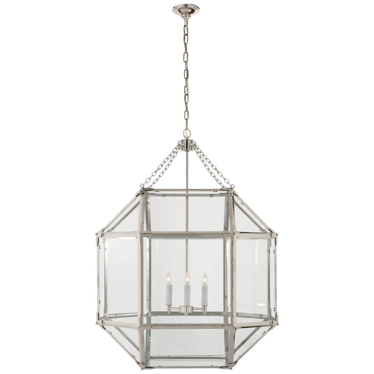 Morris Large Lantern in Polished Nickel with Clear Glass