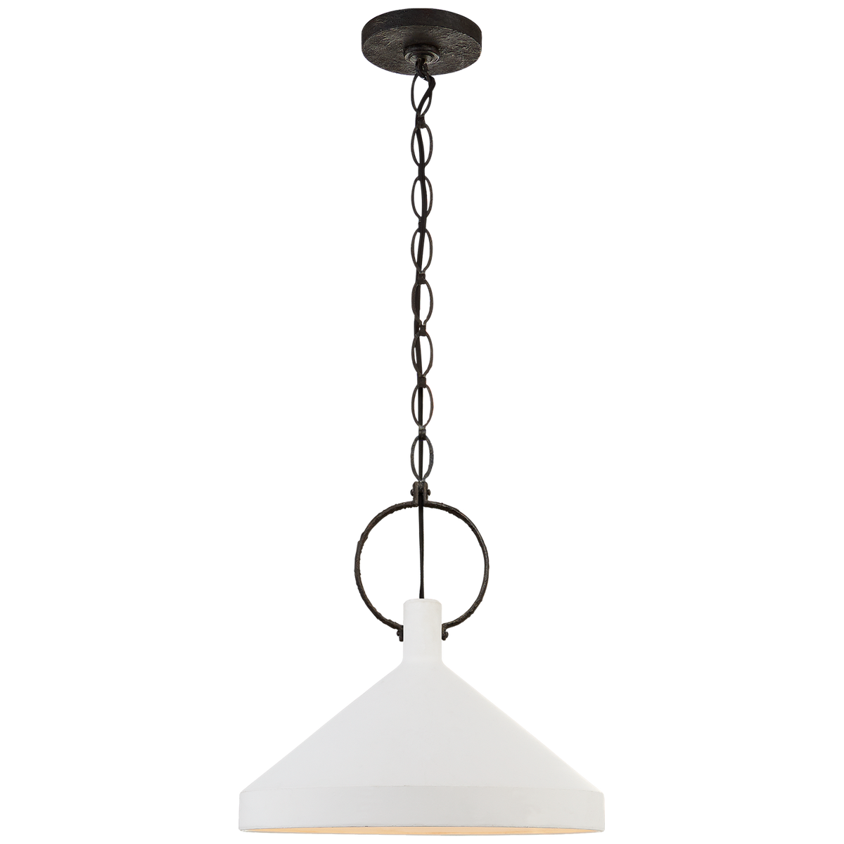 Limoges Large Pendant in Natural Rust with Plaster White Shade