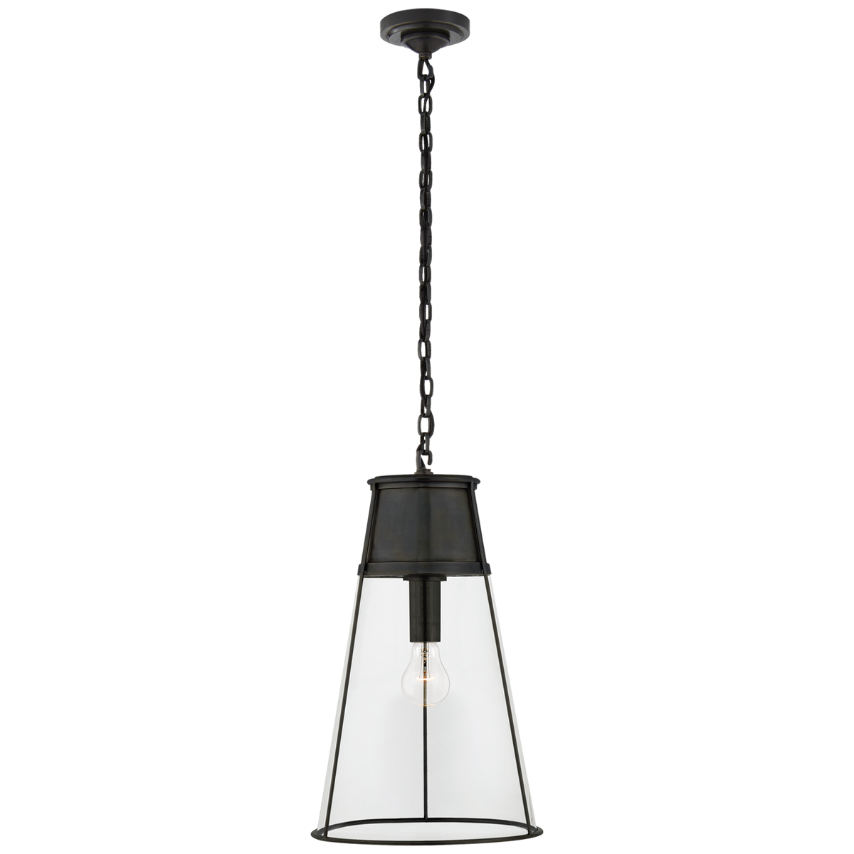 Robinson Large Pendant in Bronze with Clear Glass