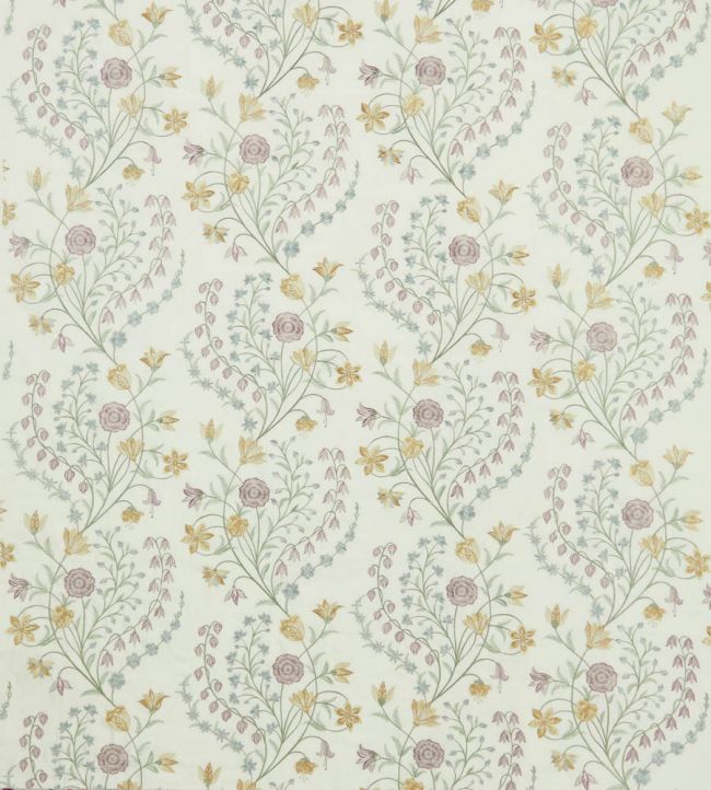 Nina Campbell Fabric Madeleine Lilac Soft Gold Duck Egg