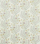Nina Campbell Fabric Madeleine Lilac Soft Gold Duck Egg