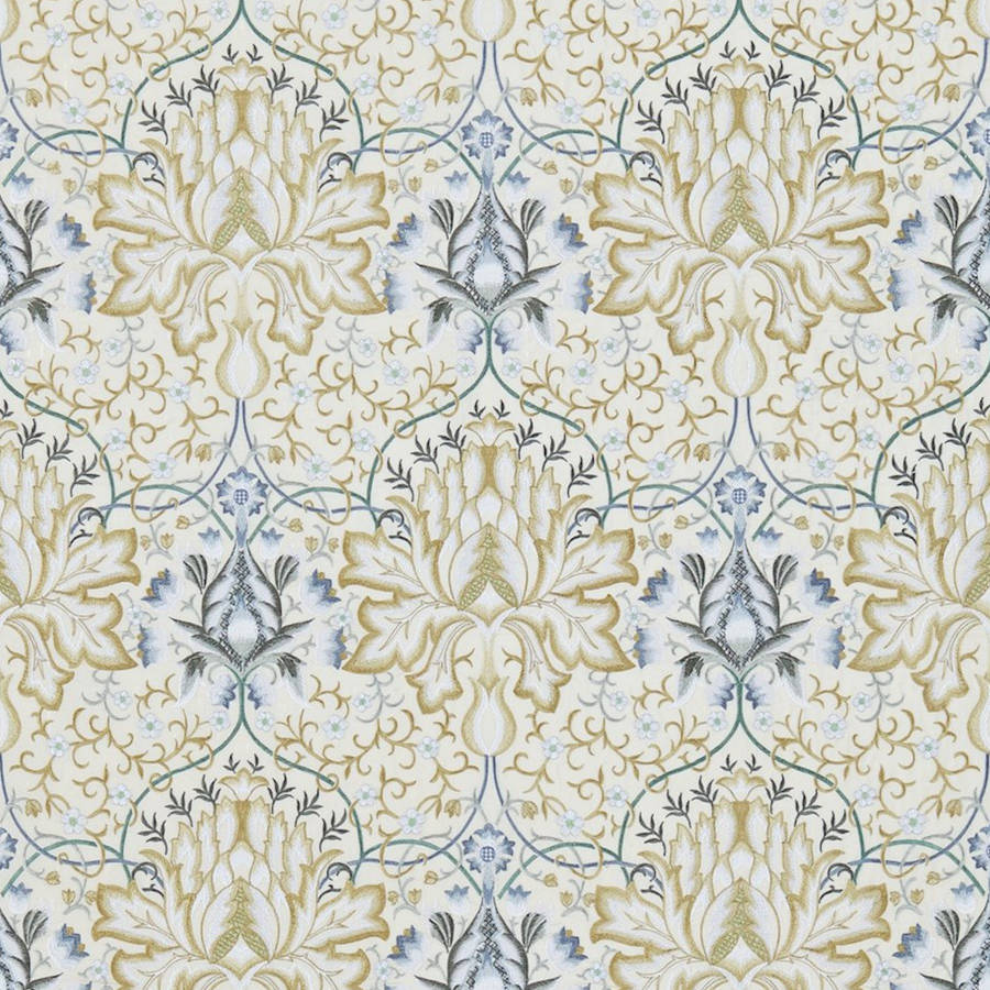 Morris and Co Stof Artichoke Embroidery Soft Gold Cream